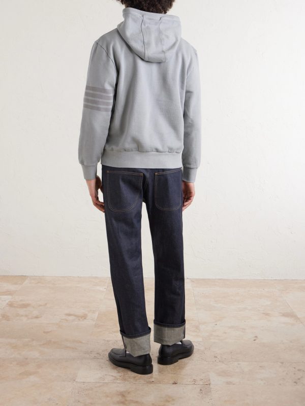 Logo-Appliquéd Striped Cotton-Jersey Hoodie - BK Logo-Appliquéd Striped Cotton-Jersey Hoodie - BK