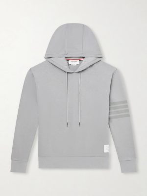 Logo-Appliquéd Striped Cotton-Jersey Hoodie