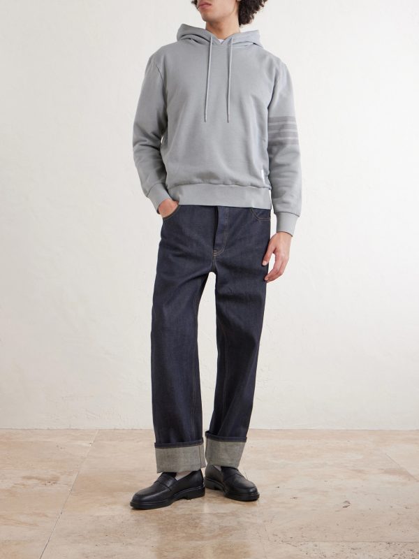 Logo-Appliquéd Striped Cotton-Jersey Hoodie - OU Logo-Appliquéd Striped Cotton-Jersey Hoodie - OU