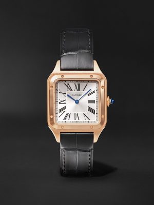 Santos-Dumont Large 43.5mm 18-Karat Rose Gold and Alligator Watch, Ref. No. WGSA0116