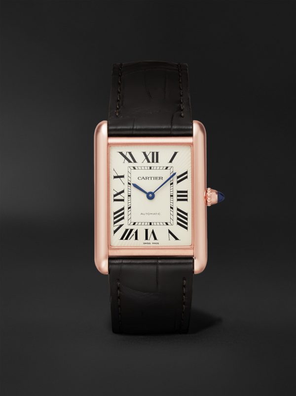 Tank Louis Cartier XL 27.75mm 18-Karat Gold and Alligator Watch, Ref. No. WGTA0346