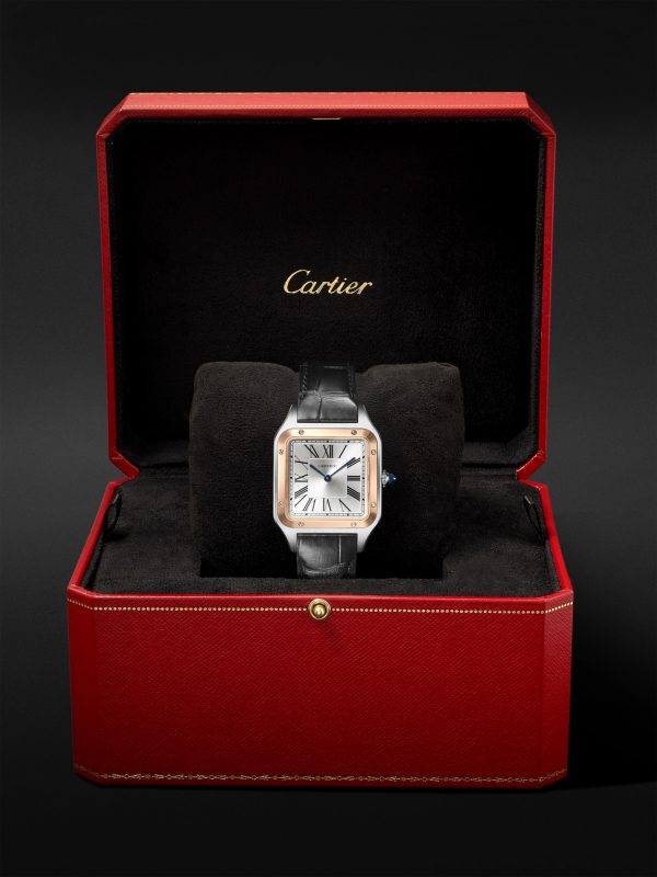 Santos-Dumont Large 43.5mm 18-Karat Rose Gold, Stainless Steel and Alligator Watch, Ref. No. W2SA0037 - E3 Santos-Dumont Large 43.5mm 18-Karat Rose Gold, Stainless Steel and Alligator Watch, Ref. No. W2SA0037 - E3