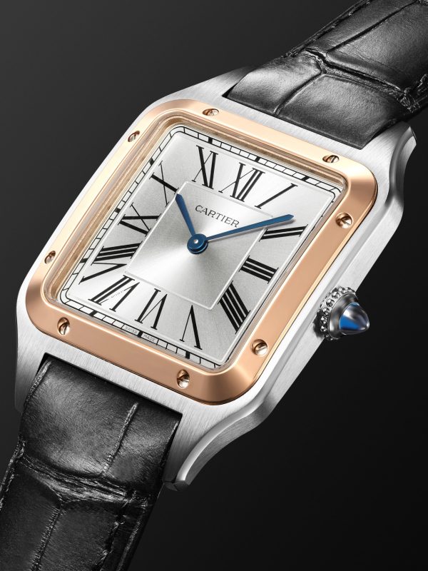 Santos-Dumont Large 43.5mm 18-Karat Rose Gold, Stainless Steel and Alligator Watch, Ref. No. W2SA0037 - FR Santos-Dumont Large 43.5mm 18-Karat Rose Gold, Stainless Steel and Alligator Watch, Ref. No. W2SA0037 - FR