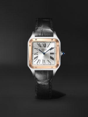 Santos-Dumont Large 43.5mm 18-Karat Rose Gold, Stainless Steel and Alligator Watch, Ref. No. W2SA0037