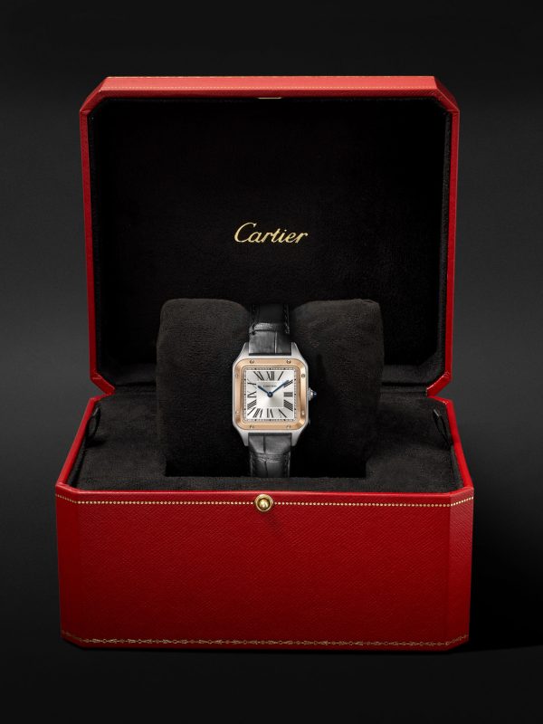 Santos-Dumont Small 38mm 18-Karat Rose Gold, Stainless Steel and Alligator Watch, Ref. No. W2SA0038 - E3 Santos-Dumont Small 38mm 18-Karat Rose Gold, Stainless Steel and Alligator Watch, Ref. No. W2SA0038 - E3