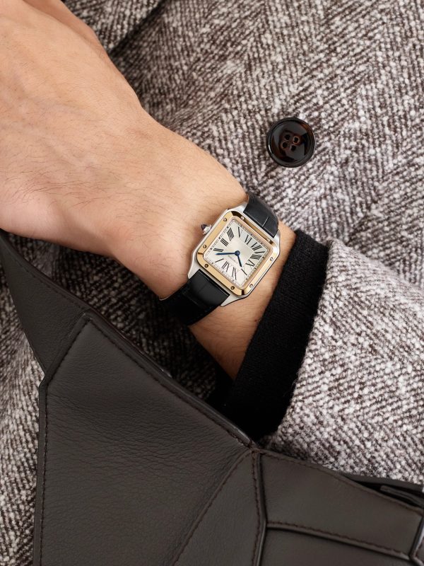 Santos-Dumont Small 38mm 18-Karat Rose Gold, Stainless Steel and Alligator Watch, Ref. No. W2SA0038 - OU Santos-Dumont Small 38mm 18-Karat Rose Gold, Stainless Steel and Alligator Watch, Ref. No. W2SA0038 - OU