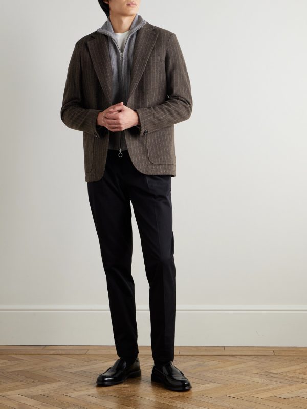 Westbury Pinstriped Wool-Felt Blazer - OU Westbury Pinstriped Wool-Felt Blazer - OU