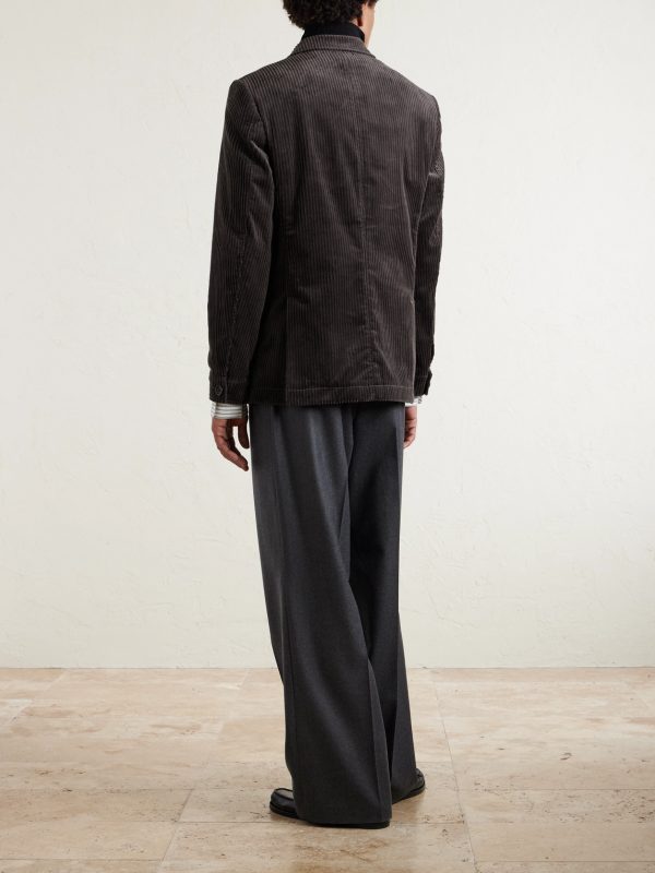Double-Breasted Cotton-Blend Corduroy Suit Jacket - BK Double-Breasted Cotton-Blend Corduroy Suit Jacket - BK
