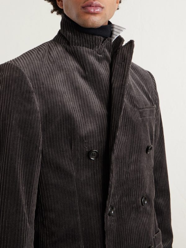 Double-Breasted Cotton-Blend Corduroy Suit Jacket - CU Double-Breasted Cotton-Blend Corduroy Suit Jacket - CU