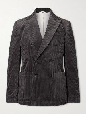 Double-Breasted Cotton-Blend Corduroy Suit Jacket