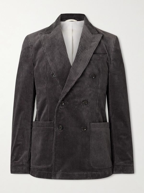 Double-Breasted Cotton-Blend Corduroy Suit Jacket Double-Breasted Cotton-Blend Corduroy Suit Jacket
