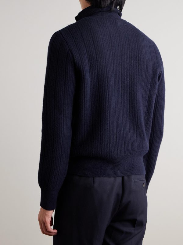 Kilbrdige Ribbed Wool Zip-Up Cardigan - BK Kilbrdige Ribbed Wool Zip-Up Cardigan - BK