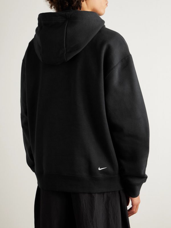 ACG Tuff Fleece Oversized Logo-Embroidered Cotton-Blend Therma-FIT Hoodie - BK