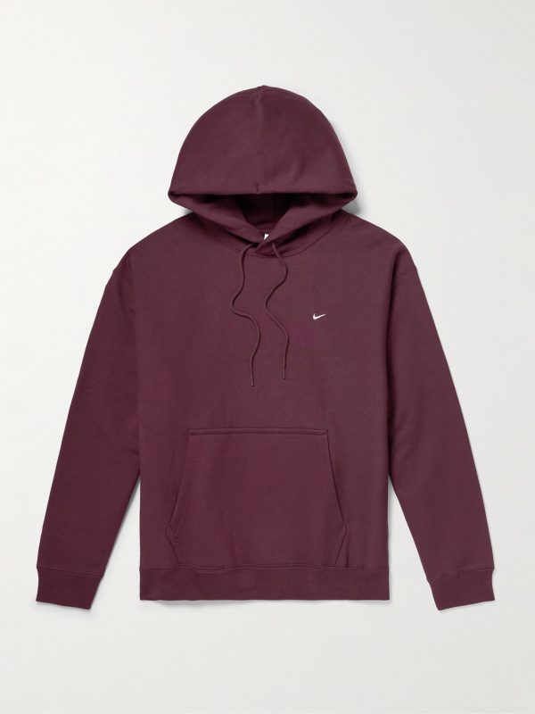 Solo Swoosh Logo-Embroidered Cotton-Blend Jersey Hoodie Solo Swoosh Logo-Embroidered Cotton-Blend Jersey Hoodie