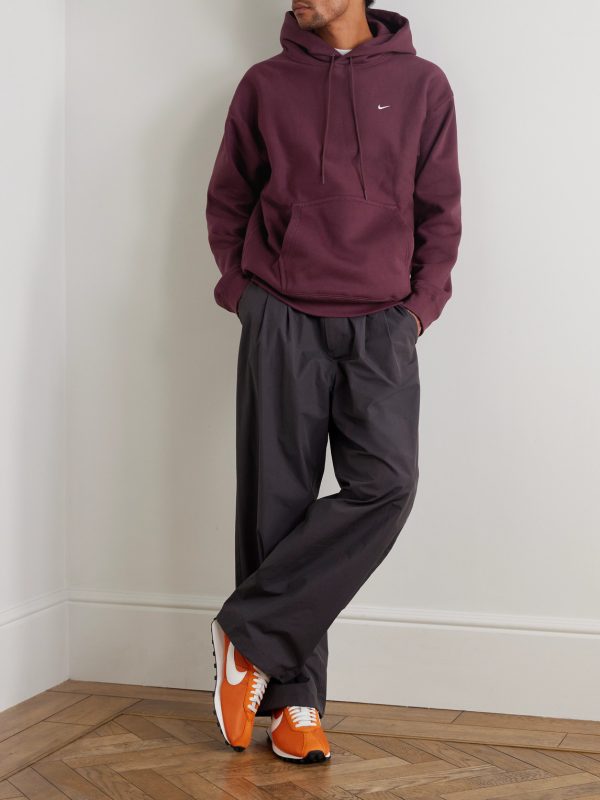 Solo Swoosh Logo-Embroidered Cotton-Blend Jersey Hoodie - OU Solo Swoosh Logo-Embroidered Cotton-Blend Jersey Hoodie - OU