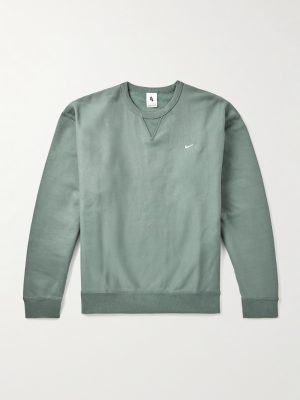 Solo Swoosh Oversized Logo-Embroidered Cotton-Blend Jersey Sweatshirt Solo Swoosh Oversized Logo-Embroidered Cotton-Blend Jersey Sweatshirt