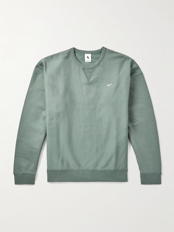 Solo Swoosh Oversized Logo-Embroidered Cotton-Blend Jersey Sweatshirt Solo Swoosh Oversized Logo-Embroidered Cotton-Blend Jersey Sweatshirt