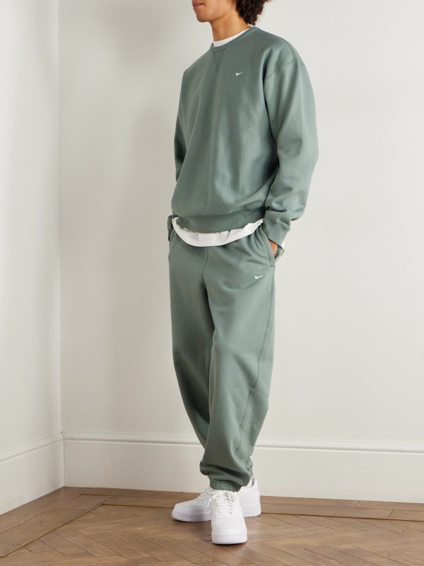 Solo Swoosh Oversized Logo-Embroidered Cotton-Blend Jersey Sweatshirt - OU Solo Swoosh Oversized Logo-Embroidered Cotton-Blend Jersey Sweatshirt - OU