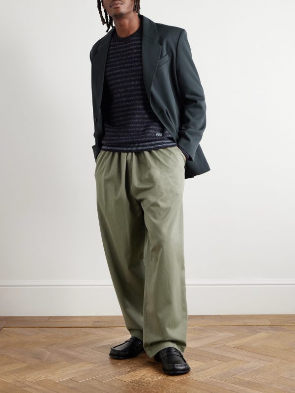Striped Wool-Blend Sweater - OU Striped Wool-Blend Sweater - OU
