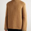Suede-Trimmed Wool Rollneck Sweater - FR