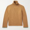 Suede-Trimmed Wool Rollneck Sweater