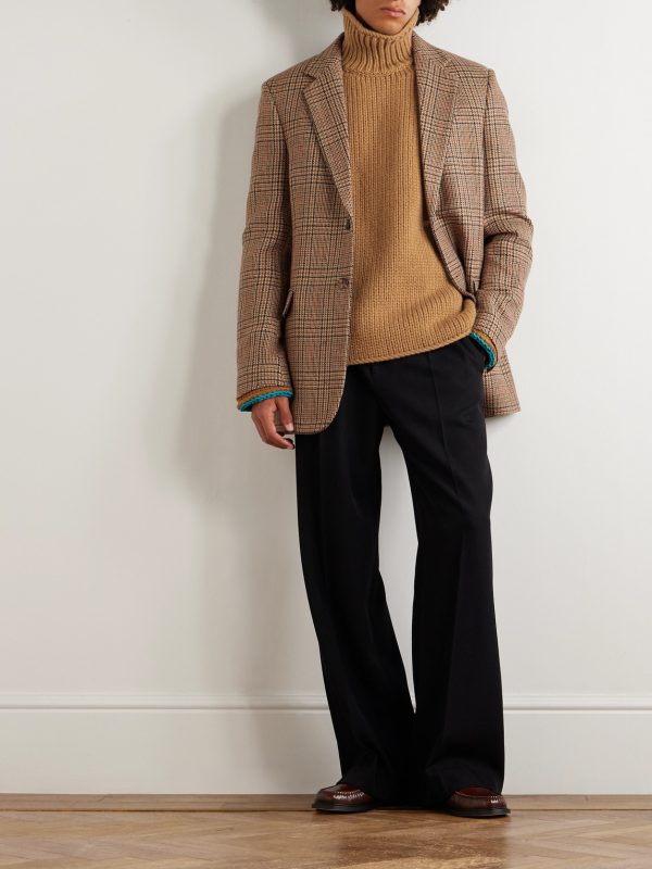Suede-Trimmed Wool Rollneck Sweater - OU