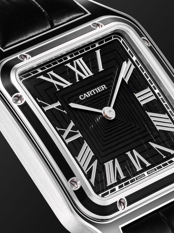 Santos-Dumont Large Automatic 43.5mm Stainless Steel and Alligator Watch, Ref. No. WSSA0046 - CU Santos-Dumont Large Automatic 43.5mm Stainless Steel and Alligator Watch, Ref. No. WSSA0046 - CU