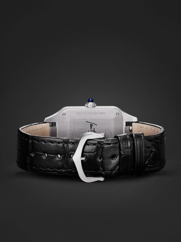 Santos-Dumont Large Automatic 43.5mm Stainless Steel and Alligator Watch, Ref. No. WSSA0046 - E2 Santos-Dumont Large Automatic 43.5mm Stainless Steel and Alligator Watch, Ref. No. WSSA0046 - E2
