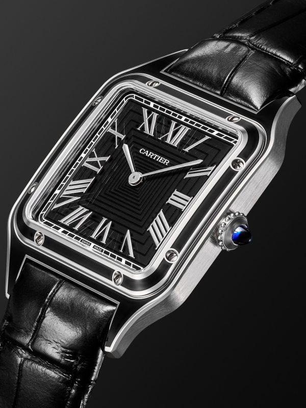 Santos-Dumont Large Automatic 43.5mm Stainless Steel and Alligator Watch, Ref. No. WSSA0046 - FR Santos-Dumont Large Automatic 43.5mm Stainless Steel and Alligator Watch, Ref. No. WSSA0046 - FR