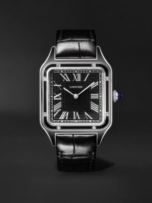 Santos-Dumont Large Automatic 43.5mm Stainless Steel and Alligator Watch, Ref. No. WSSA0046