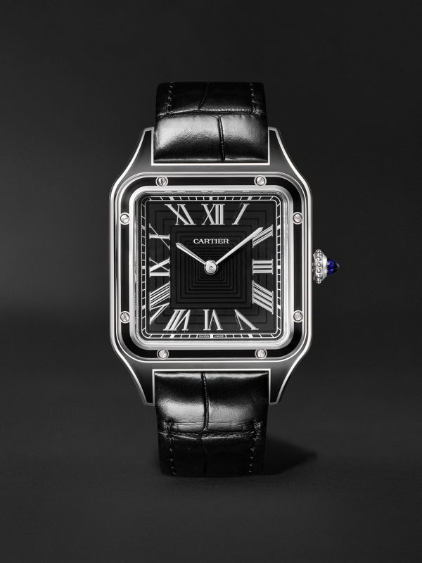 Santos-Dumont Large Automatic 43.5mm Stainless Steel and Alligator Watch, Ref. No. WSSA0046 Santos-Dumont Large Automatic 43.5mm Stainless Steel and Alligator Watch, Ref. No. WSSA0046
