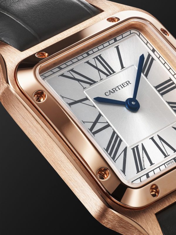 Santos-Dumont Small 38mm 18-Karat Rose Gold and Alligator Watch, Ref. No. WSSA0086 - CU