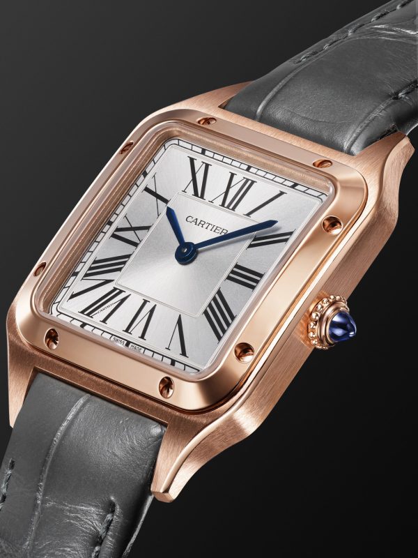 Santos-Dumont Small 38mm 18-Karat Rose Gold and Alligator Watch, Ref. No. WSSA0086 - FR