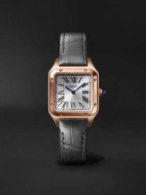 Santos-Dumont Small 38mm 18-Karat Rose Gold and Alligator Watch, Ref. No. WSSA0086