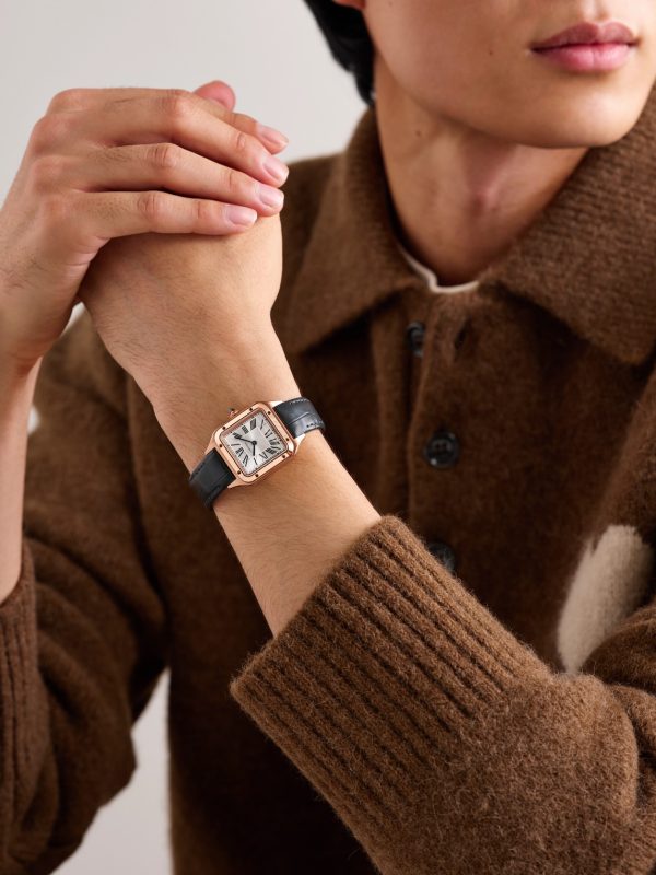 Santos-Dumont Small 38mm 18-Karat Rose Gold and Alligator Watch, Ref. No. WSSA0086 - OU
