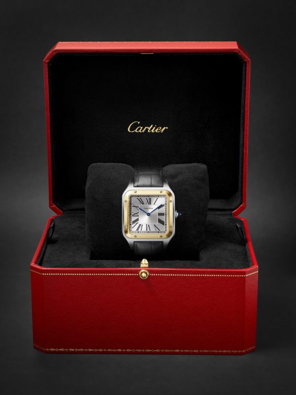 Santos-Dumont Extra-Large Hand-Wound 46.6mm 18-Karat Gold, Stainless Steel and Alligator Watch, Ref. No. W2SA0034 - E3 Santos-Dumont Extra-Large Hand-Wound 46.6mm 18-Karat Gold, Stainless Steel and Alligator Watch, Ref. No. W2SA0034 - E3
