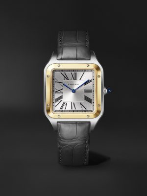 Santos-Dumont Extra-Large Hand-Wound 46.6mm 18-Karat Gold, Stainless Steel and Alligator Watch, Ref. No. W2SA0034