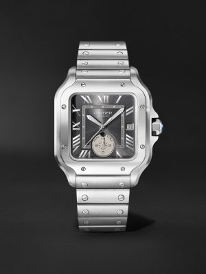 Santos de Cartier Automatic GMT 40.2mm Interchangeable Stainless Steel and Alligator Watch, Ref. No. WSSA0076 Santos de Cartier Automatic GMT 40.2mm Interchangeable Stainless Steel and Alligator Watch, Ref. No. WSSA0076