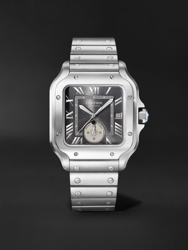 Santos de Cartier Automatic GMT 40.2mm Interchangeable Stainless Steel and Alligator Watch, Ref. No. WSSA0076 Santos de Cartier Automatic GMT 40.2mm Interchangeable Stainless Steel and Alligator Watch, Ref. No. WSSA0076