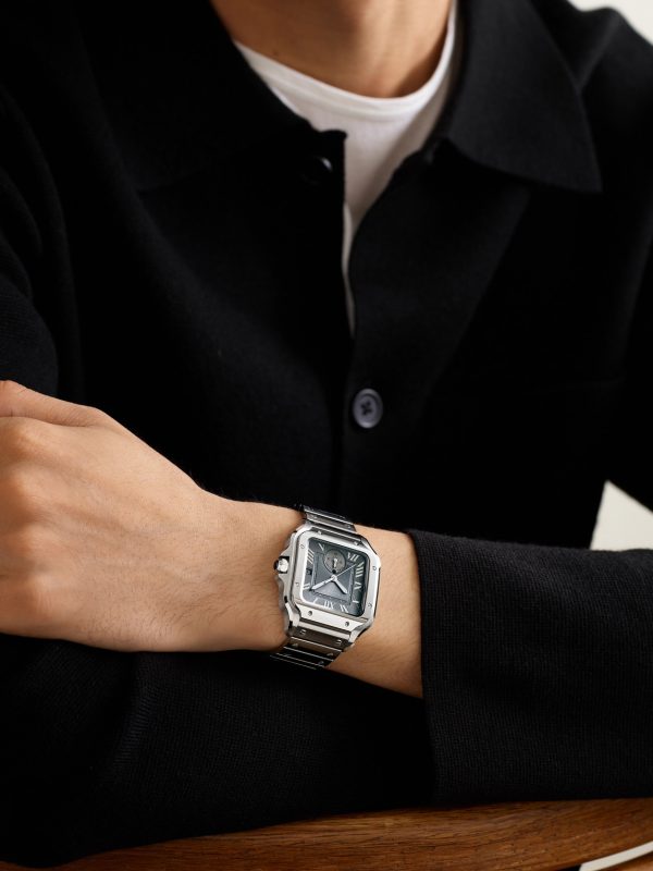Santos de Cartier Automatic GMT 40.2mm Interchangeable Stainless Steel and Alligator Watch, Ref. No. WSSA0076 - OU Santos de Cartier Automatic GMT 40.2mm Interchangeable Stainless Steel and Alligator Watch, Ref. No. WSSA0076 - OU