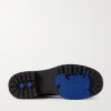 Checked Canvas-Trimmed Leather Boots - E1 Checked Canvas-Trimmed Leather Boots - E1