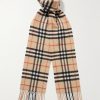 Fringed Checked Cashmere Scarf Fringed Checked Cashmere Scarf
