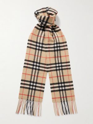Fringed Checked Cashmere Scarf Fringed Checked Cashmere Scarf