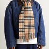 Fringed Checked Cashmere Scarf - OU Fringed Checked Cashmere Scarf - OU