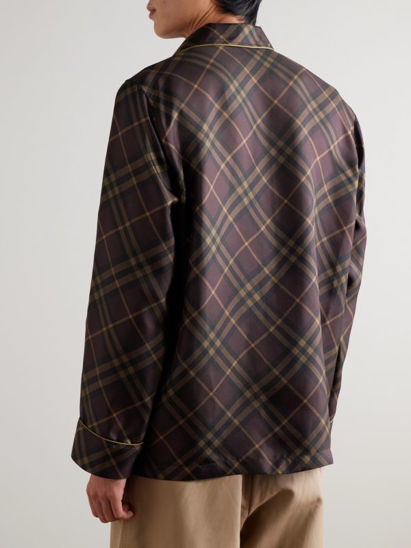 Piped Checked Silk Shirt - BK Piped Checked Silk Shirt - BK