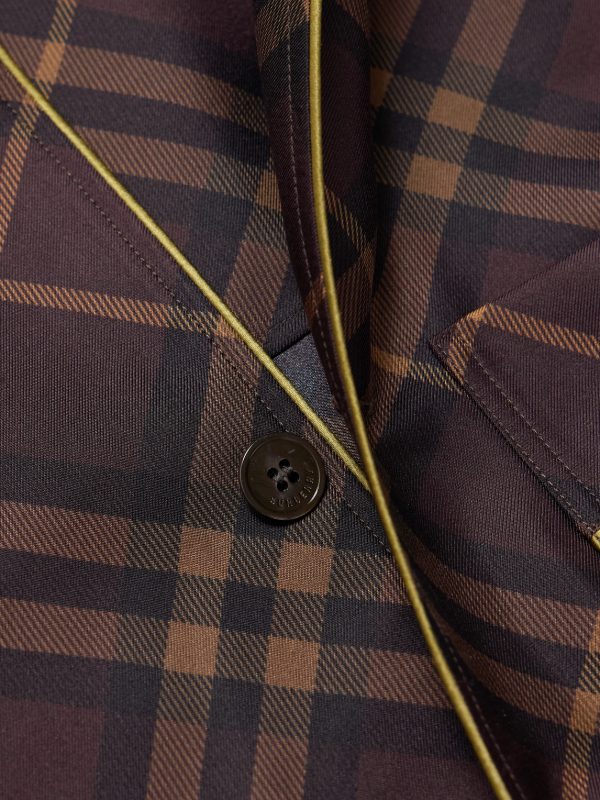 Piped Checked Silk Shirt - CU Piped Checked Silk Shirt - CU
