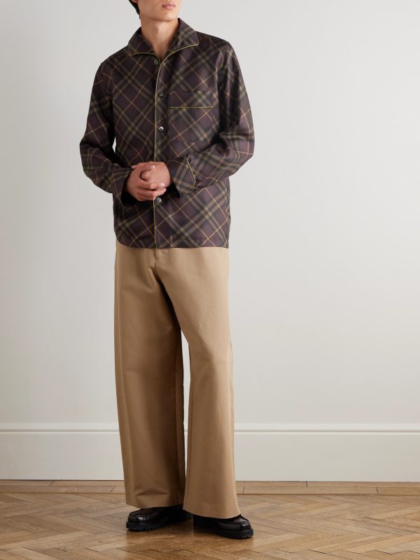 Piped Checked Silk Shirt - OU Piped Checked Silk Shirt - OU