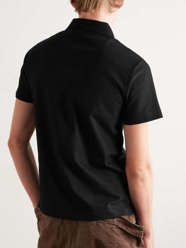 Logo-Embroidered Appliquéd Cotton-Piqué Polo Shirt - BK