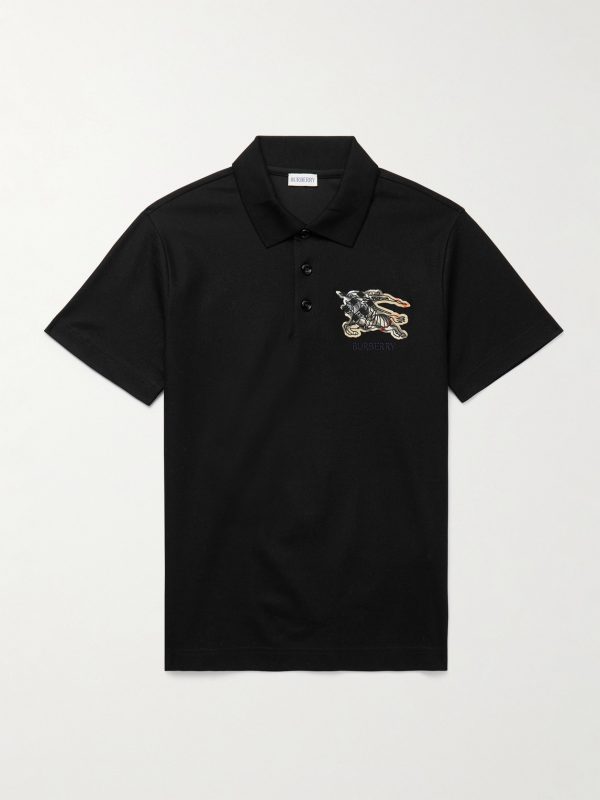 Logo-Embroidered Appliquéd Cotton-Piqué Polo Shirt