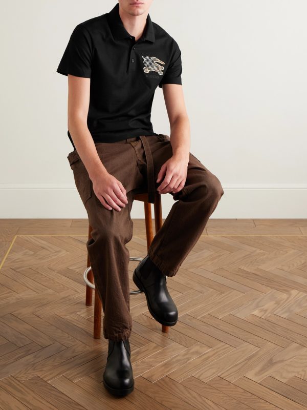 Logo-Embroidered Appliquéd Cotton-Piqué Polo Shirt - OU